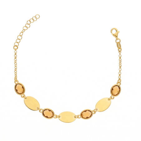 Bransoletka srebrna koloru złotego z brązowymi cyrkoniami fasetowanymi, próba 925