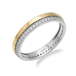 Pierścionek srebrny rings ze złotą blaszką 375, srebro próby 925