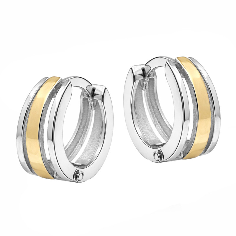 Kolczyki srebrne próby 925 kółka 12 mm z blaszką ze złota 375