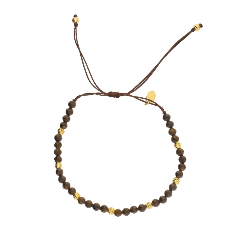 Bransoletka sznurkowa z fasetowanym bronzytem i elementami ze srebra próby 925