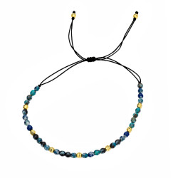 Bransoletka sznurkowa fasetowane chryzokola ze srebrnymi elementami próby 925