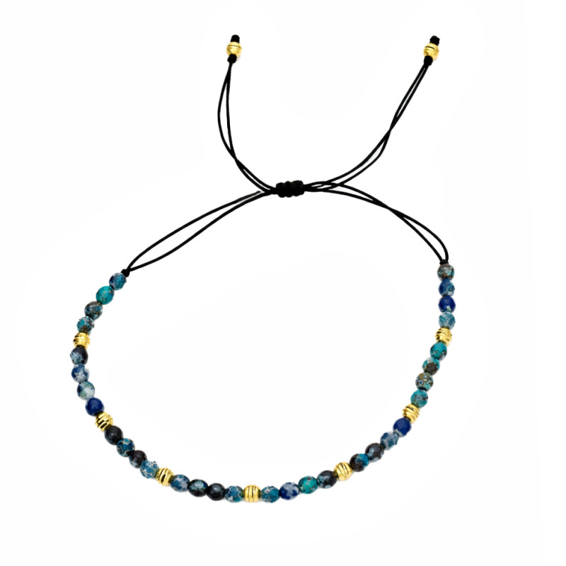 Bransoletka sznurkowa fasetowane chryzokola ze srebrnymi elementami próby 925