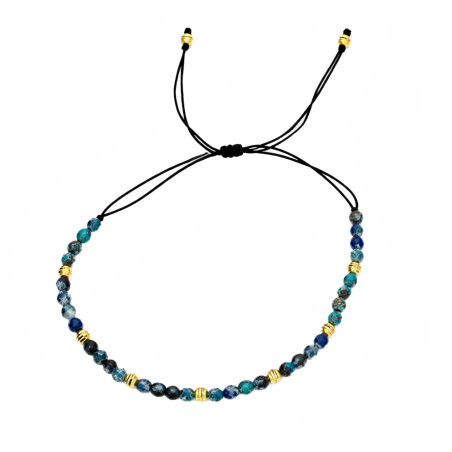 Bransoletka sznurkowa fasetowane chryzokola ze srebrnymi elementami próby 925