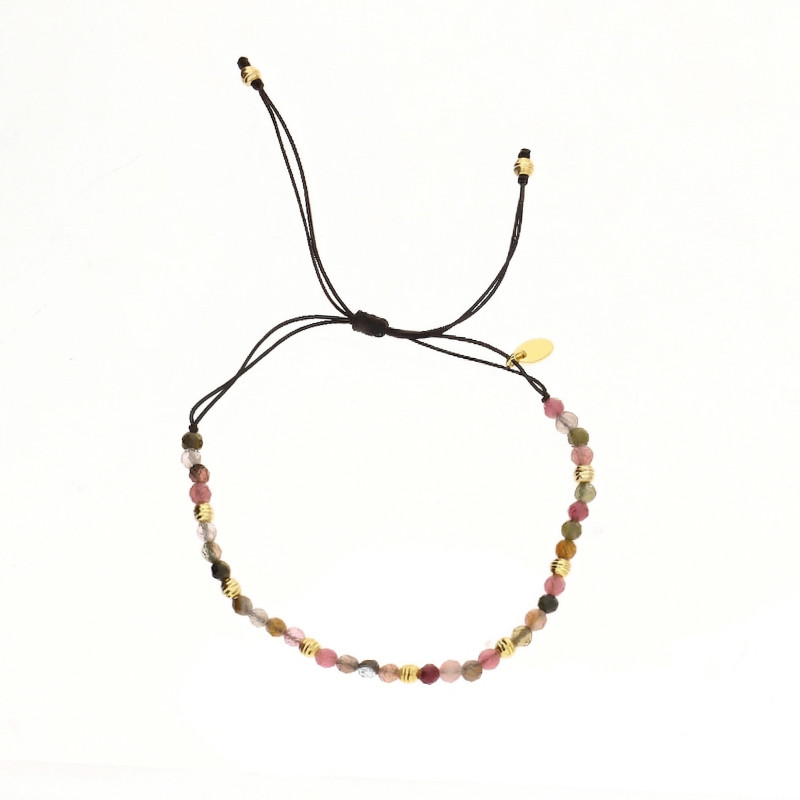 Bransoletka sznurkowa z fasetowanymi turmalinami i srebrnymi elementami próby 925