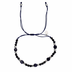 Bransoletka sznurkowa z nocą Kairu, srebrne elementy próby 925