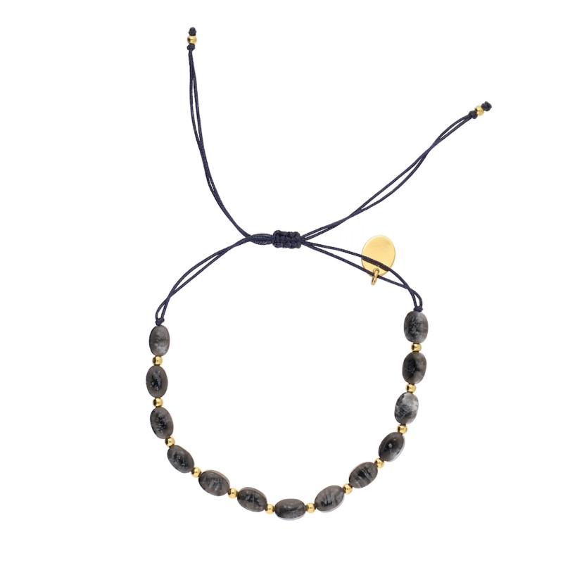 Bransoletka sznurkowa z szafirami i elementami ze srebra 925 koloru złotego