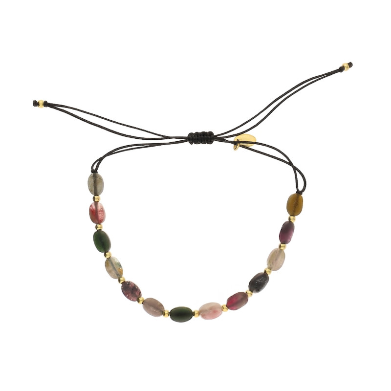 Bransoletka z turmalinami mix kolor i srebrnymi elementami próby 925