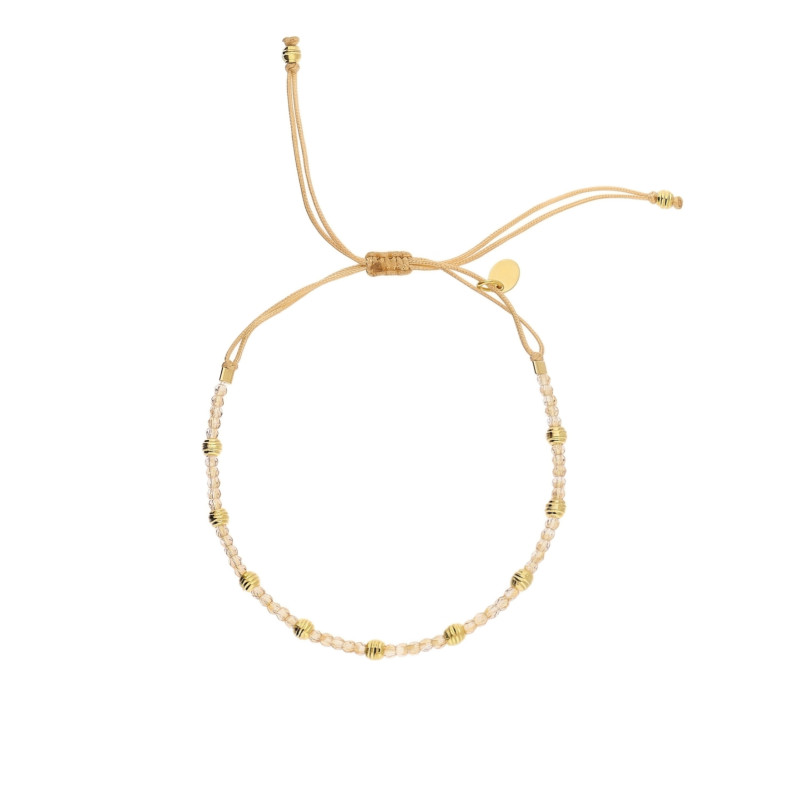 Bransoletka sznurkowa z kryształkami Swarovskiego z elementami ze srebra 925 koloru złotego