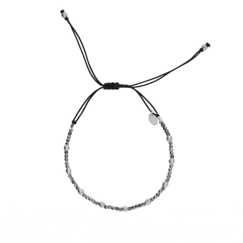 Bransoletka sznurkowa z kryształkami Silver Night i srebrnymi elementami próby 925