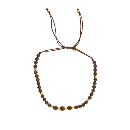 Bransoletka szurkowa z bronzytem fasetowanym i elementami ze srebra 925 koloru złotego