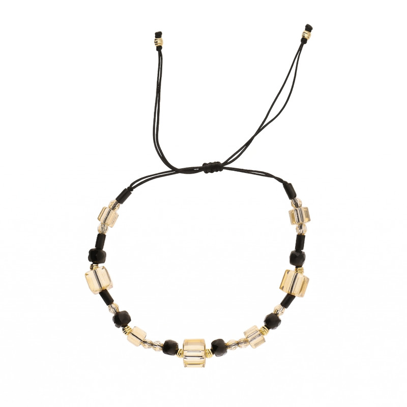 Bransoletka złota 585 sznurkowa, z agatami, spinelami i kryształkami Swarovski