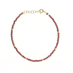 Bransoletka złota z granatami fasetowanymi, złoto próby 585