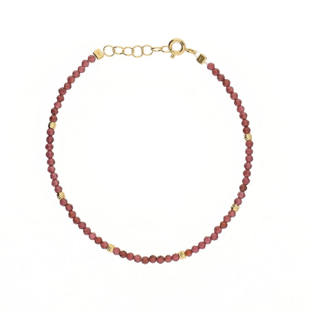 Bransoletka złota z granatami fasetowanymi, złoto próby 585