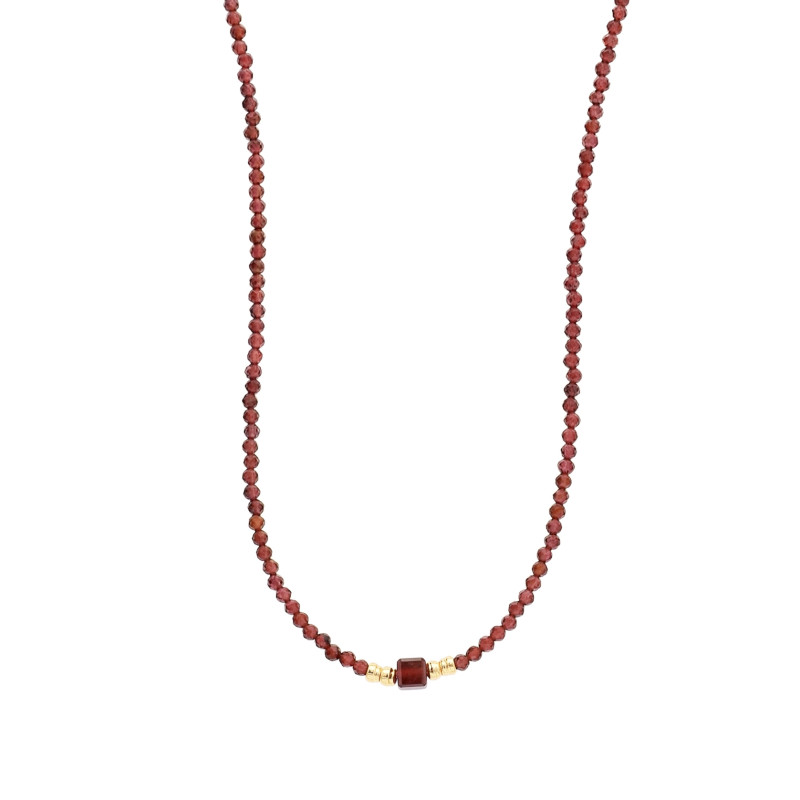 Naszyjnik złoty próba 585 z fasetowanymi granatami