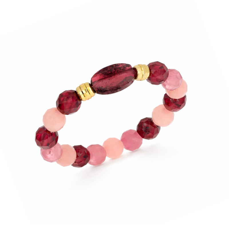 Pierścionek Miłóść z kamieniami fasetowanymi, srebro 925 koloru złotego