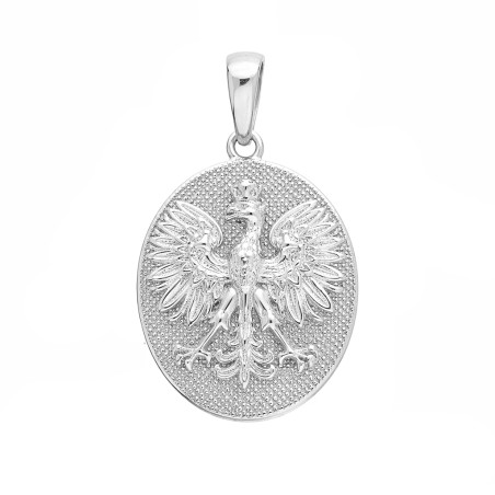 Wisiorek PATRIOTIC blaszka owal z orłem, srebro 925