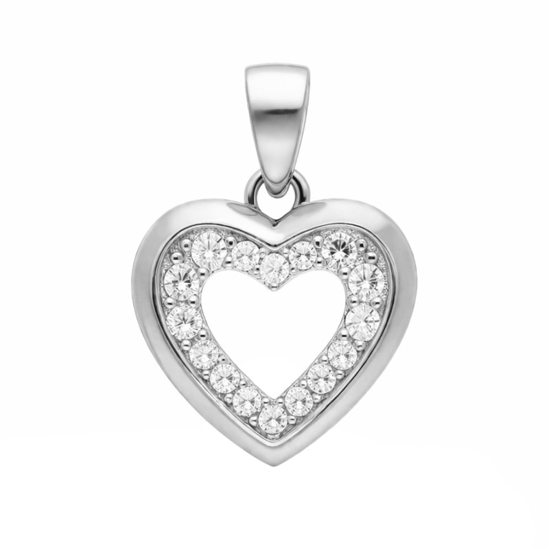 Serduszko ramka z cyrkoniami, srebro 925