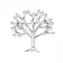 Broszka drzewko szczęścia z cyrkoniami białymi, srebro 925
