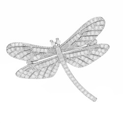 Broszka ważka z cyrkoniami micro pave, srebro 925