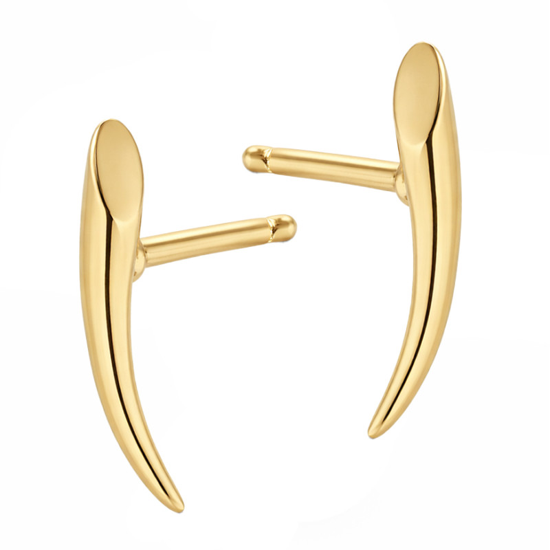 Kolczyki gładkie kły sztyfty, srebro 925 koloru złotego