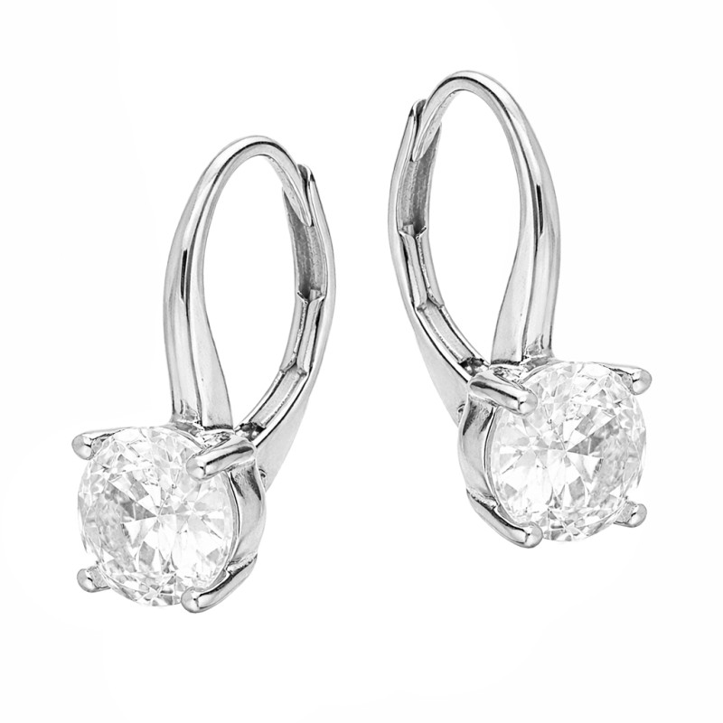 Kolczyki srebrne z cyrkonią 7 mm, próba 925