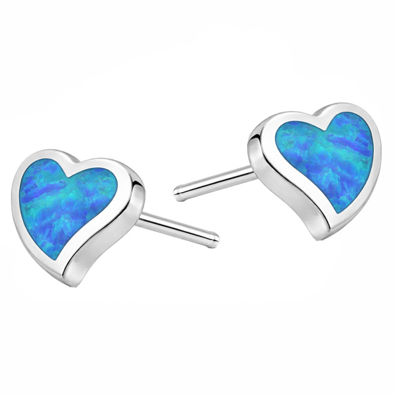 Kolczyki srebrne 925 z opalem jubilerskim niebieskim