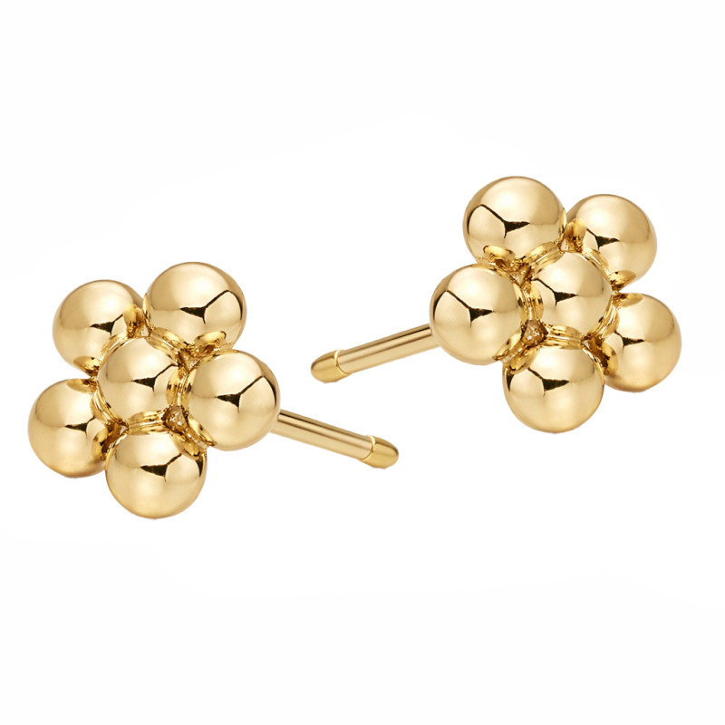 Kolczyki kwiatki z kulek blask, srebro 925 koloru złotego