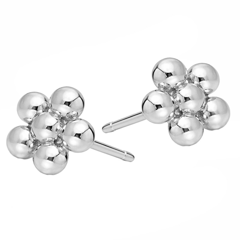 Kolczyki kwiatki z kulek blask, srebro 925