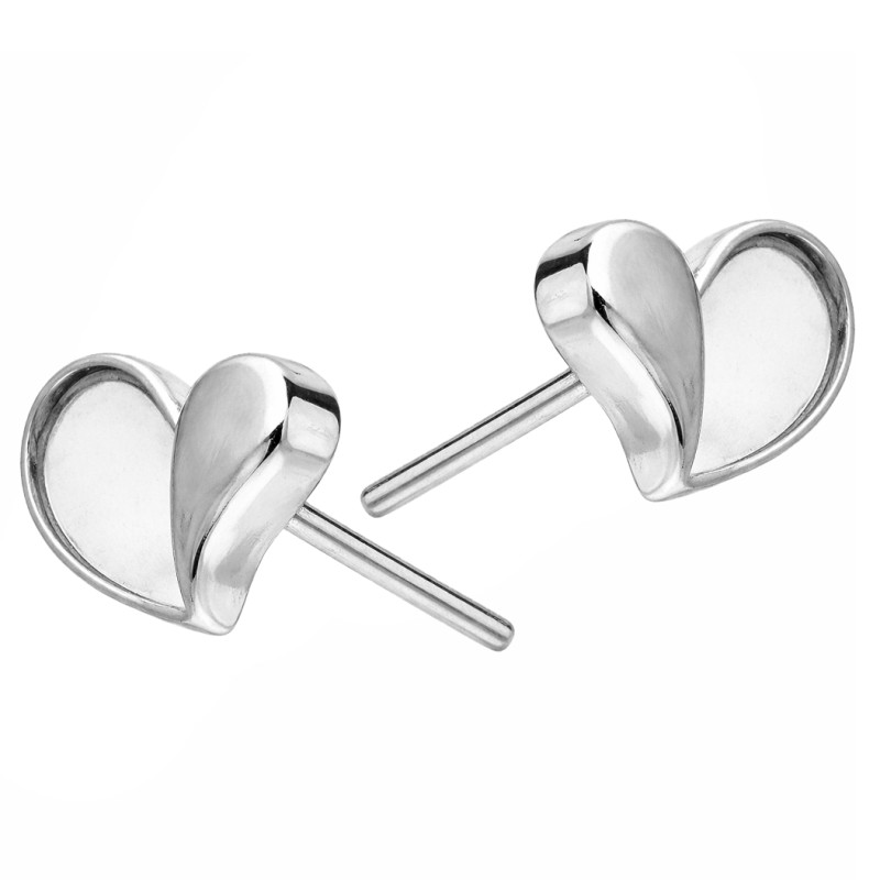 Kolczyki serca pół blask pół masa perłowa, srebro 925