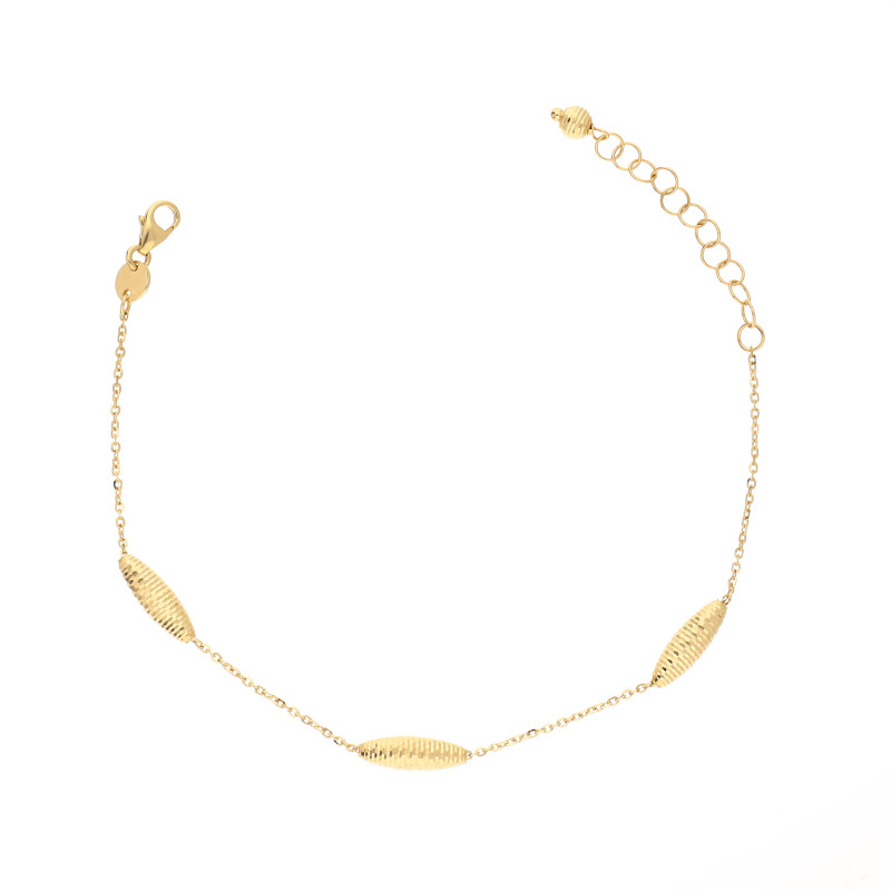 Bransoletka złota 14 karat z diamentowanymi fasolkami