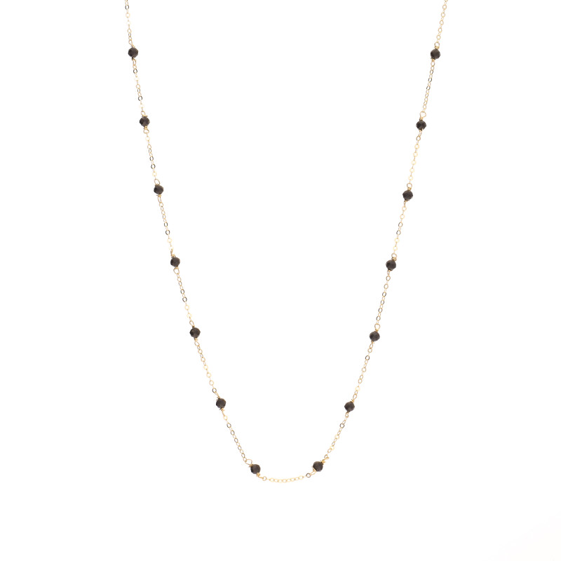 Naszyjnik złoty 14 karat z cyrkoniami fasetowanymi koloru czarnego