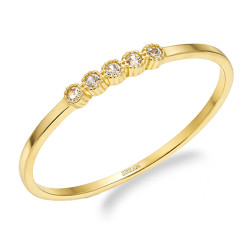 Pierścionek złoty z cyrkoniami, próba 585