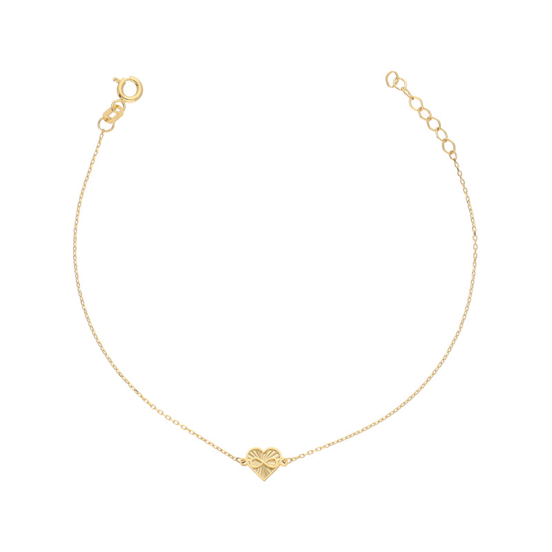 Bransoletka złota serce z nieskończonością na łańcuszku anker, próba 585