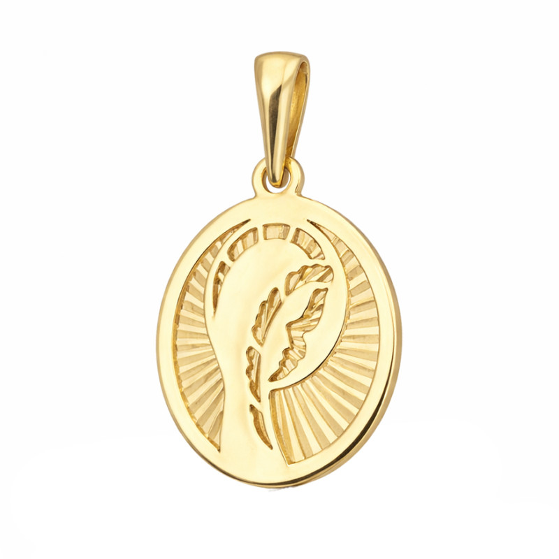 Medalik złoty z Matką Boską na diamentowanym tle, próba 585