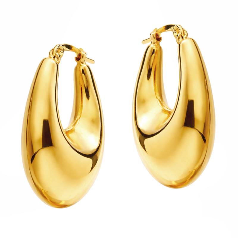 Kolczyki VIRAL owalne dmuchane koła, złoto 585