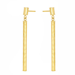 Kolczyki złote wiszące pałka fazowana, próba 585