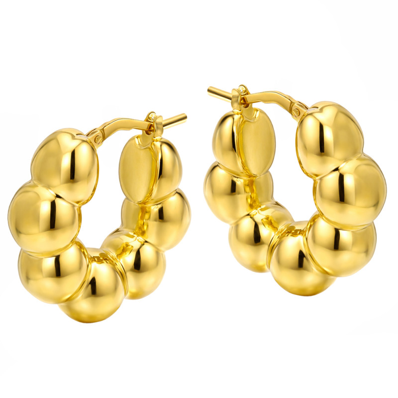 Kolczyki złote 14 karat owalne koła, dmuchane kulki