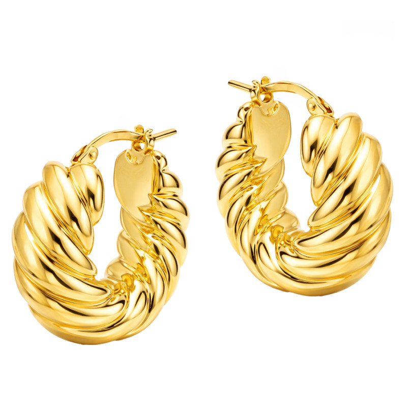 Kolczyki złote 14 karat owalne dmuchane koła Viral