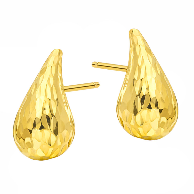 Złote kolczyki krople z grawerem - JubilerSezam.pl