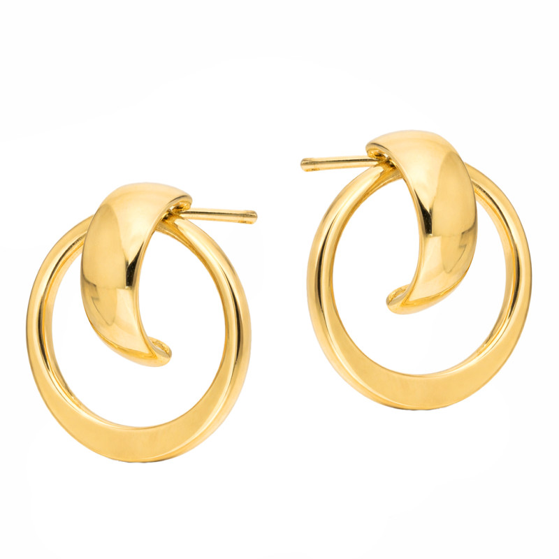 Kolczyki pół kółko w kole, złoto 585