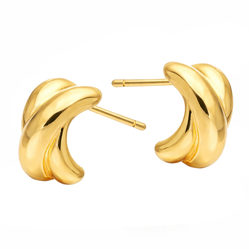 Kolczyki złote blaszki dmuchane w kształcie X, próba 585