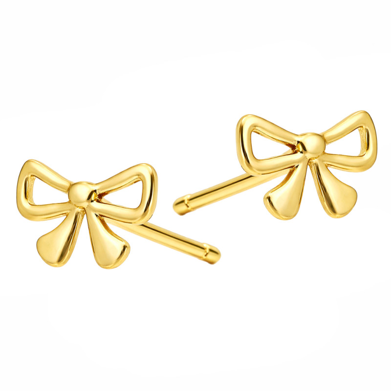 Kolczyki złote kokardka ramka, próba 585