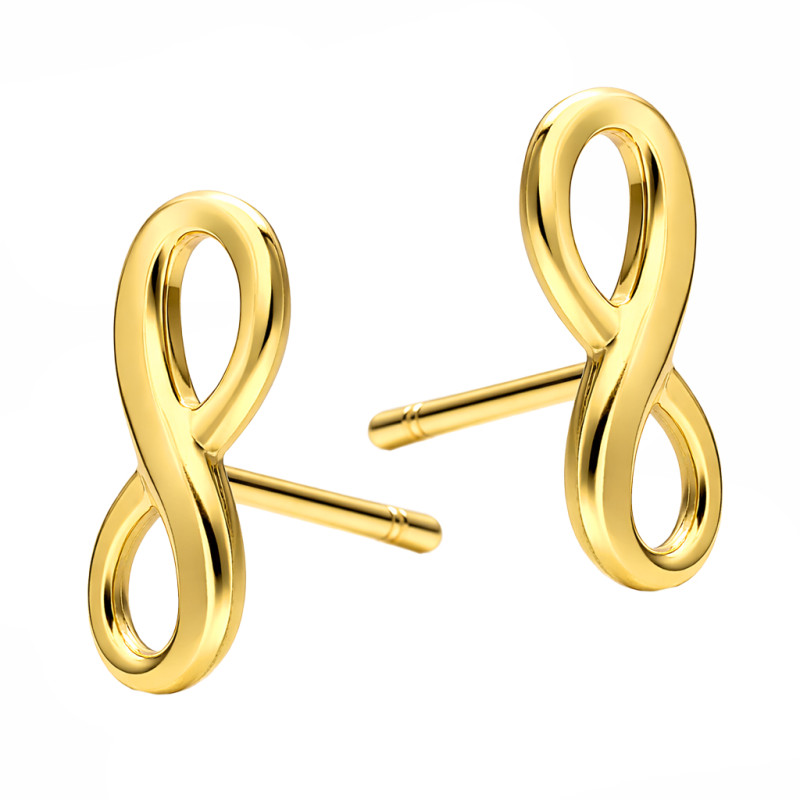 Kolczyki infinity ramka zapinane na sztyft, złoto 375