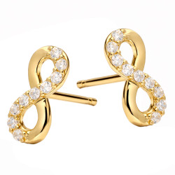 Złote Kolczyki Infinity z Cyrkoniami - JubilerSezam.pl