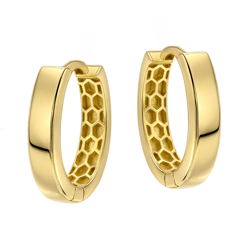 Złote kolczyki koła owalne pr. 375 gładkie - JubilerSezam.pl