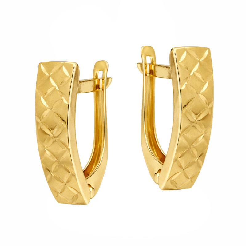 Kolczyki blaszki grawerowane, złoto 585