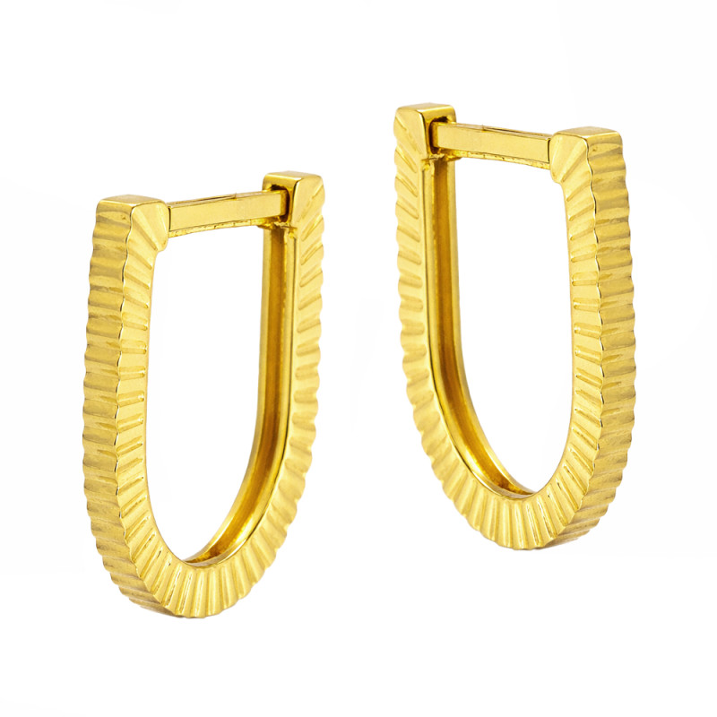 Kolczyki złote płaskie diamentowane przecinki, złoto 585