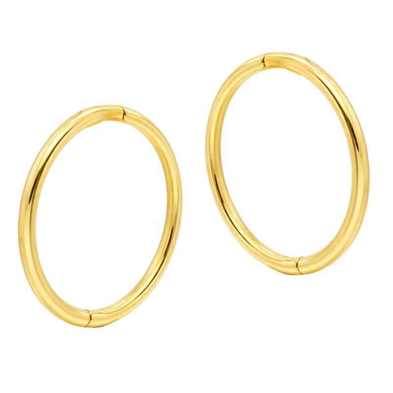 Kolczyki kółka szarniry 14mm, złoto 375