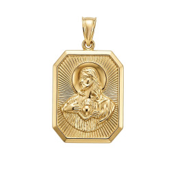Medalik złoty z Matką Boską Nieustajęcej Pomocy oraz sercem Jezusa, próba 585