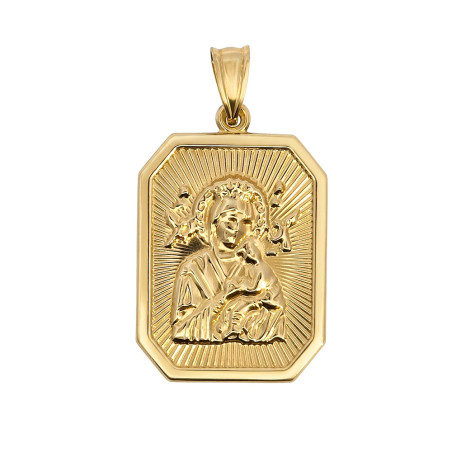 Medalik złoty z Matką Boską Nieustajęcej Pomocy oraz sercem Jezusa, próba 585